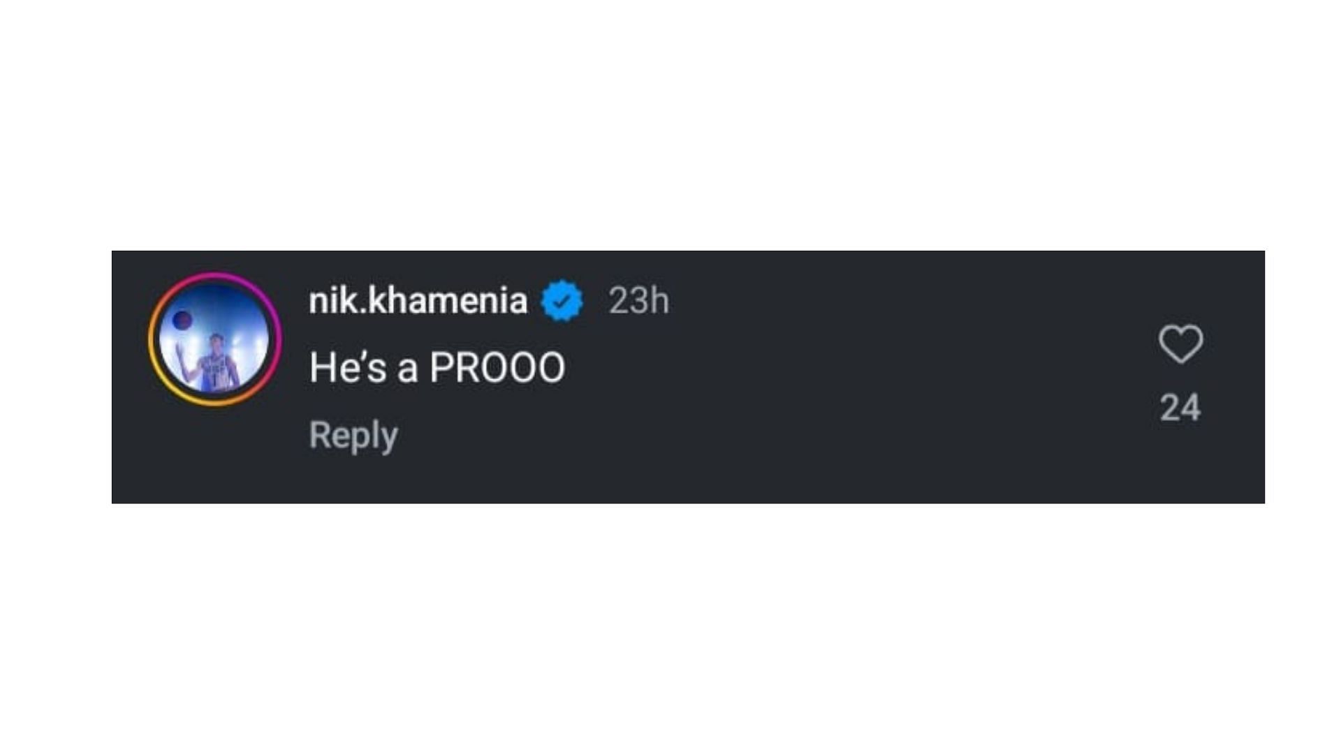 Nik Khamenia's comment on the post about his dad